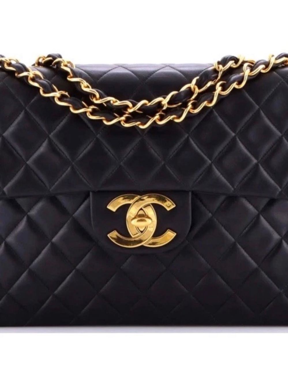 CHANEL Black Quilted Shoulder Bag with Gold Hardware